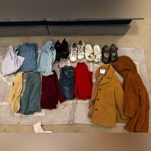 14 pc lot 4-6T toddler girls winter fall clothes shoes 11-13